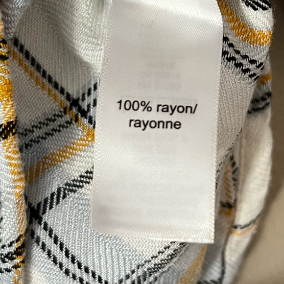 Maurices Women Long Sleeve Top White Yellow Plaid Tie Front Button Up - XS - Picture 14 of 15